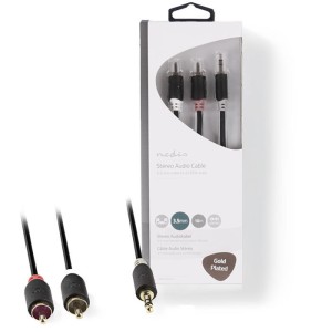 NEDIS CABW22200AT100 Stereo Audio Cable 3.5 mm Male - 2x RCA Male 10 m Anthracite