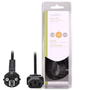 NEDIS CEGB10000BK20 Power Cable Schuko Male Angled - IEC-320-C13 2.0m Black