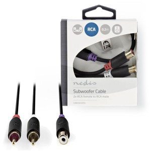 NEDIS CABW24020AT02 Cable de subwoofer 2x RCA Macho - RCA Hembra 0.2 m Antracita