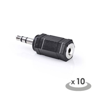 NEDIS CAGP22930BK Adaptador de audio estéreo 3.5 mm Macho - 2.5 mm Hembra 10 piezas Bla