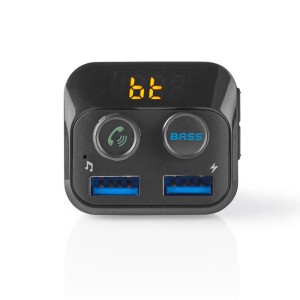 NEDIS CATR120BK Auto FM Transmitter Bluetooth Bass Boost MicroSD Kartensteckplatz Hände