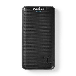 NEDIS UPBK10002BK Powerbank 10,000 mAh 3 salidas 3.0 / 2.1 / 1.0 A USB-C / Micro USB I