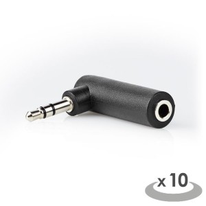 NEDIS CAGP22975BK Adaptador de audio estéreo de 3.5 mm macho - 3.5 mm hembra en ángulo de 90 °