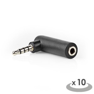 NEDIS CAGP22980BK Adaptador de audio estéreo de 3.5 mm macho - 3.5 mm hembra en ángulo de 90 °