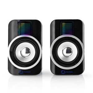 NEDIS GSPR20020BK Altavoces para juegos 2.0 RGB Conector de 3.5 mm alimentado por USB 30 W