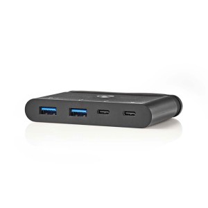 USB 3.0 hub, 4 θυρών από Type-C αρσ. σε 2x USB Type-A και 2x USB-C, 0,20m σε μαύρο χρώμα. NEDIS TCARF230BK