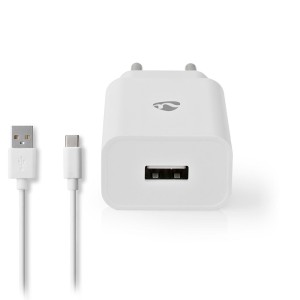 NEDIS WCHAC242AWT Wandladegerät 1x 2.4A Anschlusstyp: 1x USB-A USB Typ-C (lose) Ca