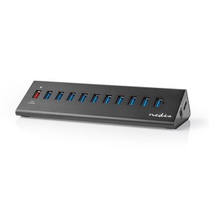 NEDIS UHUBUP31110BK USB-Hub 11-Port QC3.0 / USB 3.2 Gen1 Netzbetrieben / USB Pow