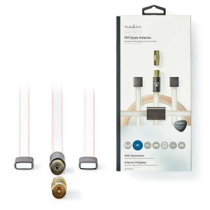 NEDIS ANFMTB105GY20 Juego de Antenas Dipolo FM IEC (Coaxial) + Adaptador Coaxial macho - macho