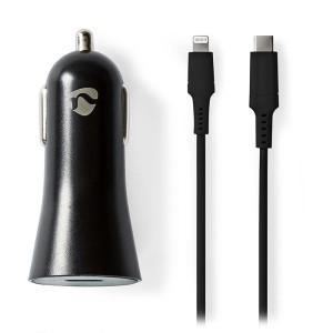 NEDIS CCPDL20W111BK Car Charger 1.67 A / 2.22 A / 3.0A USB-C  Lightning 8-Pin