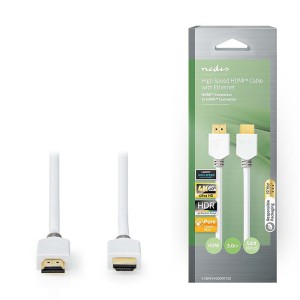 NEDIS CVBW34000WT30 CAVO HDMI ALTA VELOCITÀ CON ETHERNET 4K a 60Hz 18Gbps 3.00m BIANCO