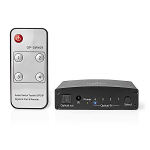 NEDIS ASWI2514BK DIGITAL AUDIO SWITCH 4-WAY CONNECTION INPUT: DC POWER / 4x TOSLINK BLACK