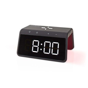 RELOJ DESPERTADOR NEDIS WCACQ30BK CON CARGA INALÁMBRICA Y LUZ DE NOCHE 5/7.5/10/15W