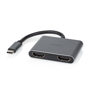 NEDIS CCGP64670BK01 ADAPTADOR MULTIPUERTO USB USB-C MACHO - 2x HDMI 0.10m NEGRO