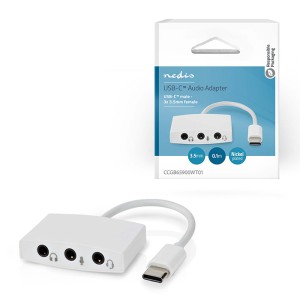 NEDIS CCGB65900WT01 ADATTATORE USB 2.0 TIPO C USB-C MASCHIO - 3.5mm FEMMINA 0.10m BIANCO