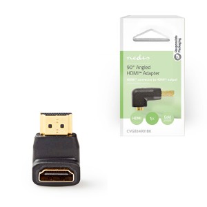 NEDIS CVGB34901BK ADAPTADOR HDMI CONECTOR HDMI - HDMI HEMBRA ANGULADO 90° NEGRO