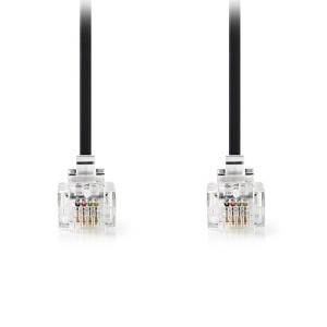 NEDIS TCGL90200BK100 Τηλεφωνικό καλώδιο RJ11 αρσ. - RJ11 αρσ., 10m σε μαύρο χρώμα.