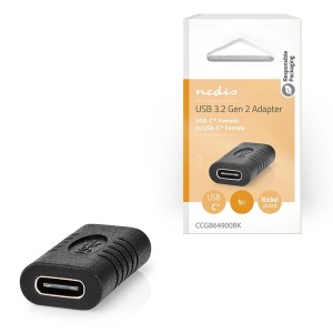 NEDIS CCGB64900BK Αντάπτορας USB 3.2 Gen 2x1 Type-C θηλ. - Type-C θηλ., σε μαύρο χρώμα.
