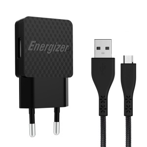 ENERGIZER AC1AEULMCM WALL CHARGER LW 1A EU +MicroUSB Cable Black