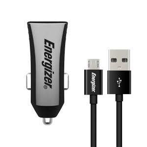 CARGADOR COCHE ENERGIZER DCA2CUMC3 3.4A 2USB + Cable MicroUSB Negro