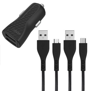 ENERGIZER DC2BLCMM KFZ-LADEGERÄT LW 2.4A 2USB + USB-C2.0 + Mikrokabel Schwarz