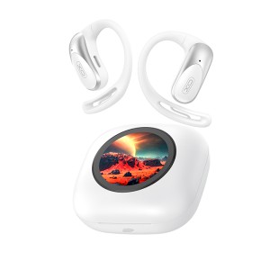 XO G47 WHITE COLOR Bluetooth ear hook ακουστικά με οθόνη LCD στη θήκη φόρτισης