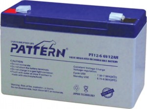 Closed Type Lead Acid Battery 6V 12Ah PATTERN PT12-6