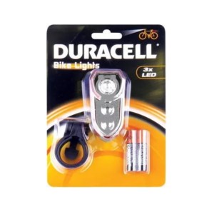 Duracell, BIK-F02WDU 00913, torcia a LED per bicicletta per la parte anteriore con 3 LED