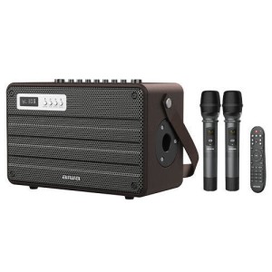 Aiwa Karaoke-System mit DSP Enigma Lite Wireless-Mikrofonen in brauner Farbe MIX420/BR