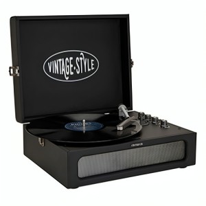 Vintage Turntable In Leather Briefcase Black Aiwa VPX-1971/BK