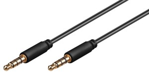 GOOBAY audio cable 3.5mm 63830, 4-pin, slim, CU, 2m, black