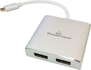 POWERTECH adapter Type-C to 2x DisplayPort 1.2 CAB-UC034, 4K 60Hz