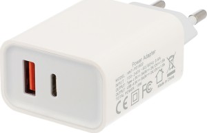 USB-Schnellladegerät Lamtech 18 W und USB-Typ-C-Anschluss – Weiß LAM022025