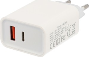 Caricabatterie rapido USB Lamtech 18W e porta USB di tipo C - bianco LAM022025