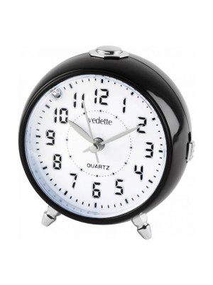 Ρολόι Ξυπνητήρι Vedette VR10127 Αθόρυβο Πλαστικό Μαύρο