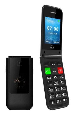 POWERTECH PTM-23 Sentry Dual II Single-SIM-Handy mit großen Tasten, Schwarz