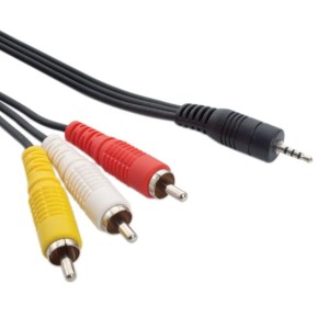 POWERTECH-Kabel 3x Cinch (M) auf 3.5-mm-Klinke (M) CAB-R010, 1.5 m