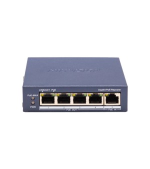 HIKVISION DS-3E0505P-E/R  Gigabit Ethernet PoE Repeater, switch Layer 2, 1 εισόδου Ethernet PoE 10/100/1000 και 4 εξόδων PoE 10/100/1000.