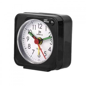 Justaminute JA7035N Desk Analog Clock and Alarm Clock with White Dial in Black Color