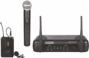 Audien WR-68VD-C Juego de 2 micrófonos inalámbricos VHF de solapa y de mano