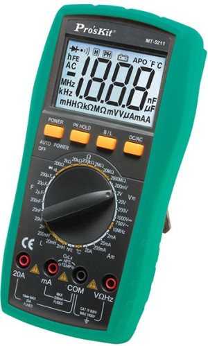 3-IN-1 DIGITAL MULTIMETER (POLYMETER-KAPAZITÄTSMESSER-PINIOMETER) MT-5211 S / PROSKIT