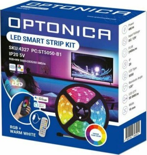 Optonica Ταινία LED Τροφοδοσίας USB (5V) RGBWW Μήκους 2m και 60 LED ανά Μέτρο Σετ με Τηλεχειριστήριο και Τροφοδοτικό Τύπου SMD5050