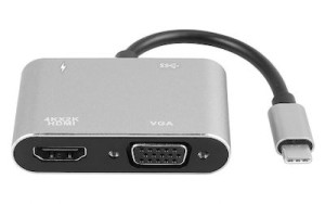 POWERTECH docking station PTH-084, 4 θυρών, USB-C, 100W PD, 4K, γκρι