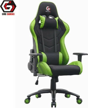 Gembird GC-01 Stoff-Gaming-Stuhl mit verstellbaren Armlehnen, Schwarz/Grün