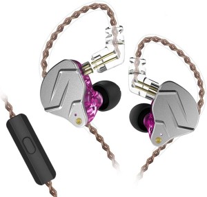 KZ ZSN PRO Purple Mic - IEM 3,5 In Ear Monitor Earphones, Dynamic Hybrid Dual Driver 1BA+1DD