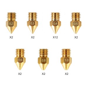 CREALITY MK8 Nozzles Kit 24 pcs 0.2mm χ2, 0.3mm χ2, 0.4mm χ12, 0.5mm χ2, 0.6mm χ2, 0.8mm χ2 1.0mm χ2