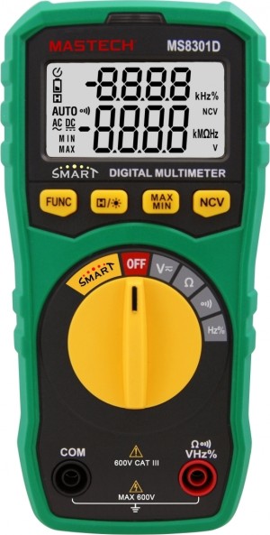 MULTIMETER DIGITAL BASIC AUTOMATIC MEASUREMENT SELECTION (SMART) + CONTACT DETECTION MS8301D MASTECH