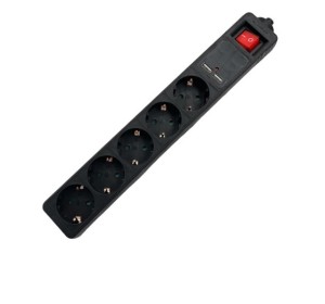 Πολύπριζο Lamtech LAM111948 2xUSB, 5XSchuko - Black