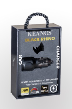 Keanos BLACK RHINO 75Watt 2 + 1 Φορτιστής Αυτοκινήτου (Μαύρος)