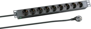 EFB EK622DE.1 Multi-Socket Rack 19 9xSchuko in Schuko ohne Schalter 1.6m Schwarz